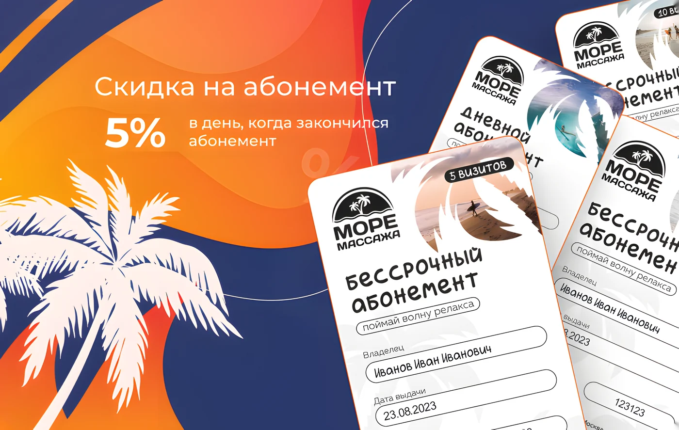 Скидка на абонемент 5 % в день, когда закончился абонемент